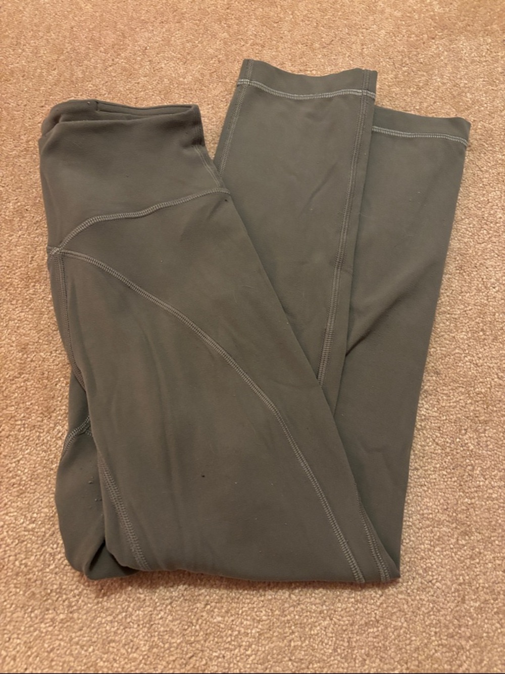 Olive green cropped Lululemon leggings